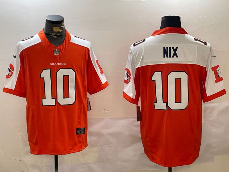 Men Denver Broncos 10 Nix Orange 2024 Nike Limited NFL Jersey style 1